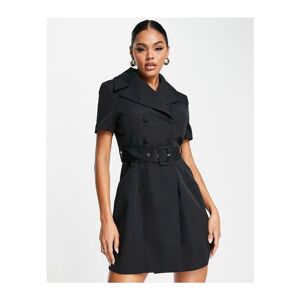 Unique21 Womens Short Sleeve Belted Blazer Dress In Black - Size 6 Uk