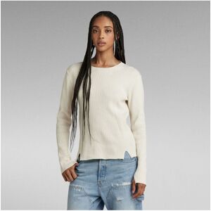 G Star Raw Womens G-Star Raw Ribbed Jumper - Beige Cotton - Size Medium