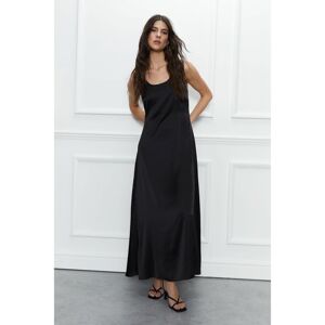 Warehouse Womens Scoop Neck Satin Midi Slip Dress - Black - Size 10 Uk