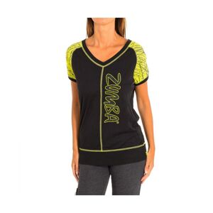 Zumba Womenss Short-Sleeved V-Neck Sports T-Shirt Z1t00469 - Black Cotton - Size X-Small