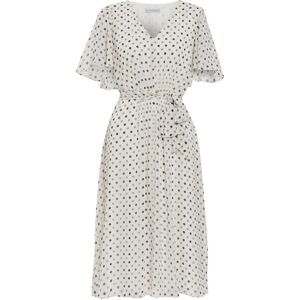 Gina Bacconi Womens Freema Chiffon Spot Dress With Tie - Ivory - Size 10 Uk