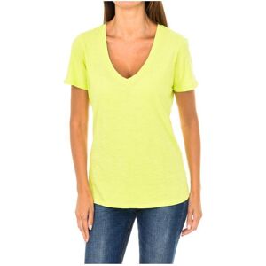 Armani Womenss Short-Sleeved V-Neck T-Shirt 3y5t45-5jzmz - Yellow Cotton - Size Eu 38 (Womens)