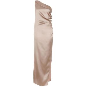 Quiz Womens Champagne Satin One Shoulder Maxi Dress - Cream - Size 18 Uk