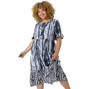 Roman Womens Curve Tie Dye Maxi Dress - Black - Size Uk 22-24