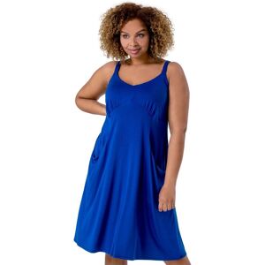 Roman Curve Womens Strappy Pocket Sun Dress - Blue - Size Uk 30-32