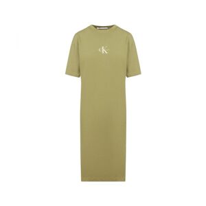 Calvin Klein Jeans Womenss Monogram Logo T-Shirt Dress In Olive - Green Cotton - Size Small