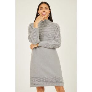 Yumi Womens Grey Marl Cable Knit Tunic Dress - Size Small/medium