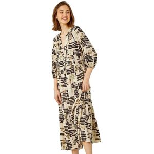 Roman Womens Abstract Print Tiered Shirt Dress - Stone - Size 16 Uk