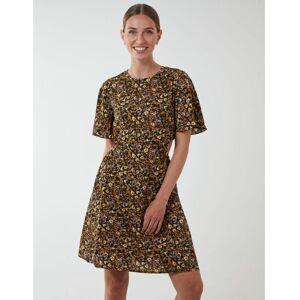 Blue Vanilla Womens Floral Print Crew Neck Dress - Black - Size 8 Uk