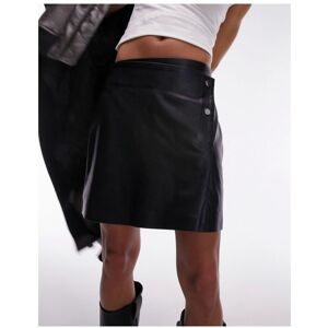 Topshop Womens Popper Wrap Mini Skirt In Black - Size 6 Uk