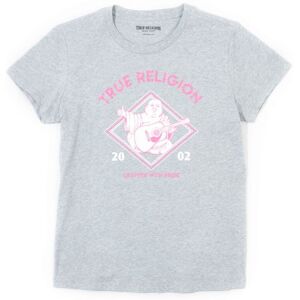 True Religion Womens Crystal Buddha Tee - Heather Grey Polyester/modal - Size X-Small