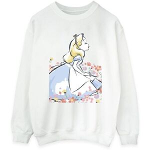 Disney Womens/ladies Alice In Wonderland Sketch Flowers Sweatshirt (White) - Size Medium