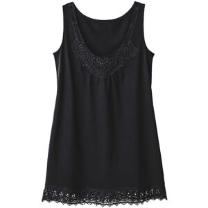 Blancheport Womens Lace Trim Sleeveless Top - Black Cotton - Size Uk 12-14 (Womens)