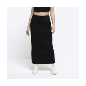 River Island Womens Midi Skirt Black Sweat Cotton - Size Small