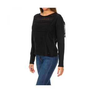 Superdry Womenss Colorado Fringe Lace Tee G60002on Long Sleeve Sweater - Black Cotton - Size X-Small