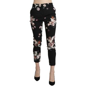 Dolce & Gabbana Womens Black Angel Floral Cropped Trouser Wool Pants - Size Small