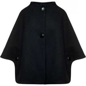 Conquista Womens Black Faux Mouflon Cape With Buttons - Size X-Large