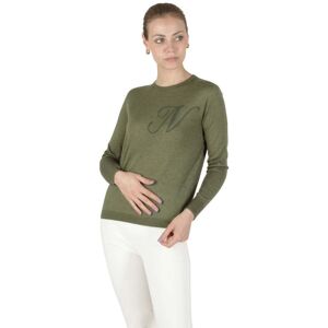 Crown Of Edinburgh Cashmere Womens Long Sleeve Art 004 Green Letter N - Size Small