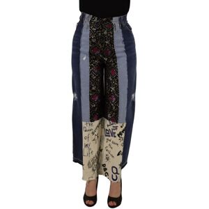 Dolce & Gabbana Multicolor Patchwork Dg Fashion Wide Leg Denim Womens Pant - Multicolour Cotton - Size X-Small