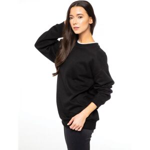 Enzo Womens Ladies Embriodered Oversized Sweatshirt - Black Cotton - Size Medium