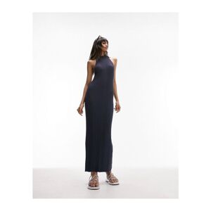 Topshop Womens Knitted Halter Neck Ribbed Midi Dress In Blue - Sky Blue - Size Large
