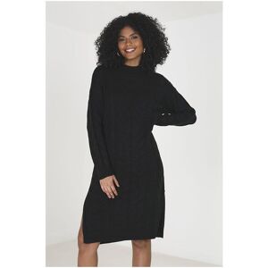 Brave Soul Womens Black 'Lakeland' Longline Cable Knit Jumper Dress - Size Small