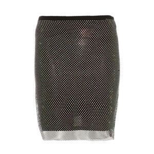 Quiz Womens Black Diamante Embellished Mesh Mini Skirt - Size Large