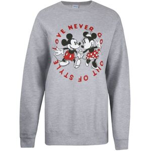 Disney Womens/ladies Love Never Goes Out Of Style Crew Neck Sweatshirt (Heather Grey) - Size Large