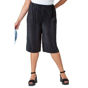 Roman Curve Womens Stretch Plisse Culotte Trousers - Black - Size 20 Uk