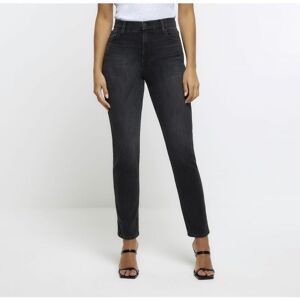 River Island Womens Straight Jeans Black High Waisted Stove Pipe Cotton - Size 12 Regular