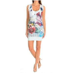 Desigual Womenss Round Neck Sleeveless Dress 37v2022 - White - Size X-Large