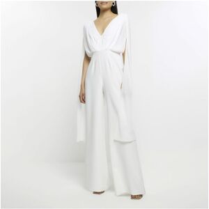 River Island Womens Jumpsuit White Cape Waisted - Size 6 Uk