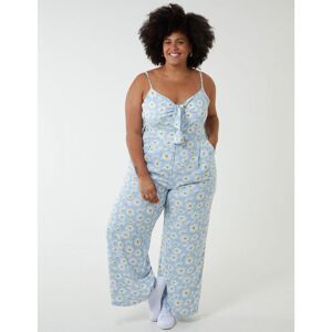 Blue Vanilla Womens Curve Daisy Print Tie Front Jumpsuit - Size Uk 22-24