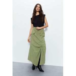 Warehouse Womens Premium Tailored Maxi Skirt - Khaki Lyocell - Size 12 Uk