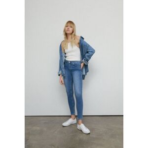 Warehouse Womens 98s Denim Mid Rise Skinny Jean - Blue Cotton - Size 6 Regular