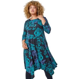 Roman Curve Womens Floral Print Tunic Dress - Green - Size 18 Uk