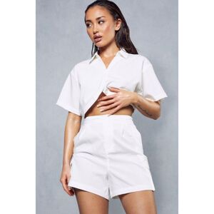 Misspap Womens Cargo Pocket Shorts - White - Size 8 Uk
