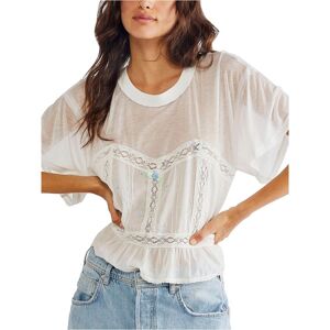 Free People Womens T-Shirt In Ivory - Size X-Small