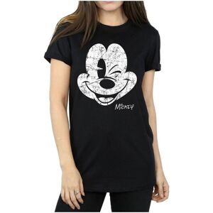 Disney Womens/ladies Mickey Mouse Distressed Cotton Boyfriend T-Shirt (Black) - Size Large