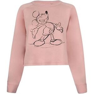 Disney Womens/ladies Giggles Mickey Mouse Cropped Sweatshirt (Dusty Pink/black) - Size Large