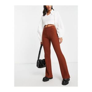 Asos Design Womens Knitted Flare Trouser In Brown - Size 10 Uk