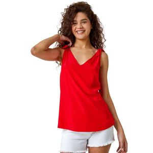 Roman Womens Tie Detail Strap Cami Top - Red - Size 8 Uk