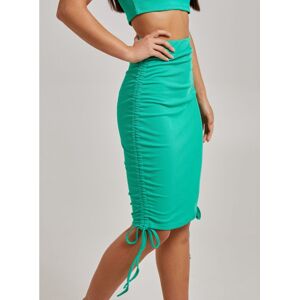 Pink Vanilla Womens Ruched Ribbed Knee Length Skirt - Green - Size Large