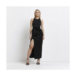 River Island Womens Bodycon Maxi Dress Petite Black Backless - Size 6 Uk