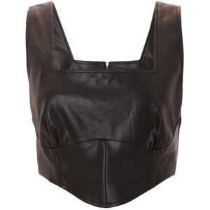 Quiz Womens Black Faux Leather Corset Top - Size 10 Uk