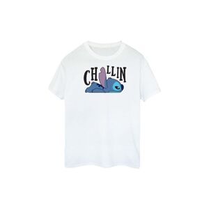 Disney Womens/ladies Lilo And Stitch Chillin Cotton T-Shirt (White) - Size Large