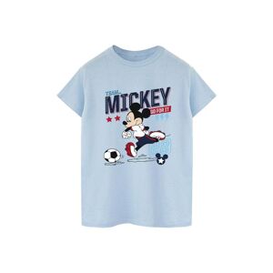 Disney Womens/ladies Mickey Mouse Team Football Cotton Boyfriend T-Shirt (Baby Blue) - Light Blue - Size Large