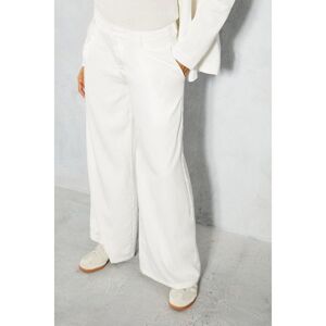 Misspap Womens Linen Look Boxy Tailored Trouser - White Viscose - Size 6 Uk