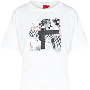 Hugo Womenss Boss The Boxy T-Shirt In Black-White Cotton - Size Small