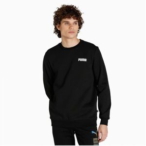 Puma Unisex Essentials Crew Neck Full-Length Sweatshirt Jumper Top - Black Cotton - Size Medium